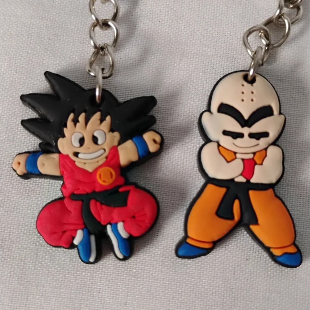 2 Dragon Ball Z Goku & Krillin DBZ Anime Rubber Keychain Zipper Pulls Bag Charms